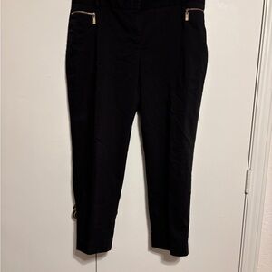 Chaus Black Cropped Pants with Gold Zippers